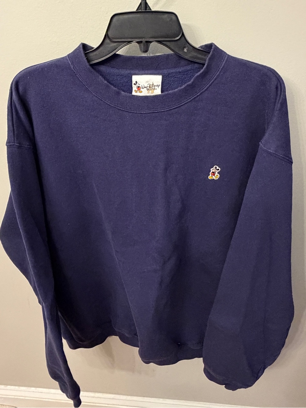 Walt Disney Vintage Navy Crewneck Sweatshirt with Mickey Embroidery